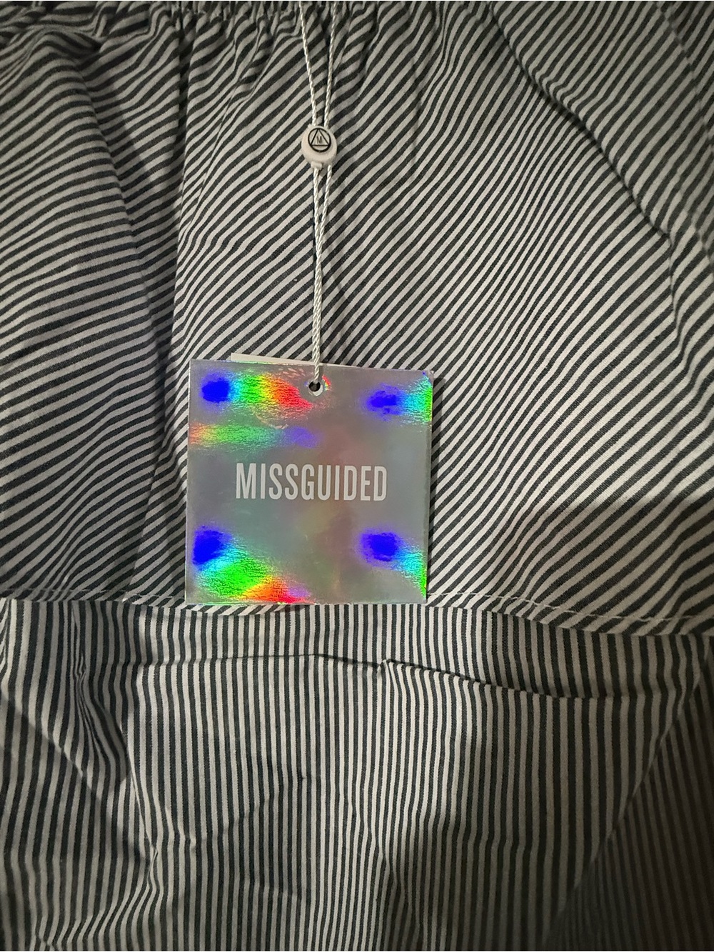 Missguided Blue & White Striped Off-Shoulder Ruffle crop Blouse - Picture 2 of 6